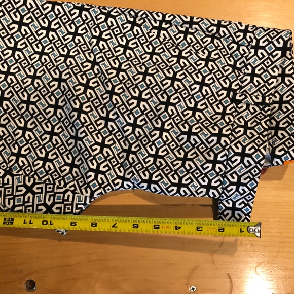 Joe Fresh, preppy party pants, cuffed crops, size 10,  white, navy & turquoise - Picture 2 of 7